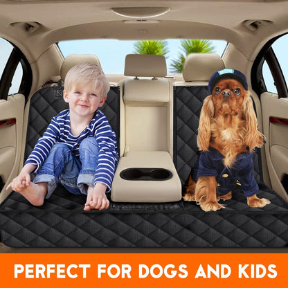 Premium Waterproof Dog Car Seat Cover - Non-Slip Back Seat Protector for Cars, Trucks & SUVs - Fits Middle Armrest - Black